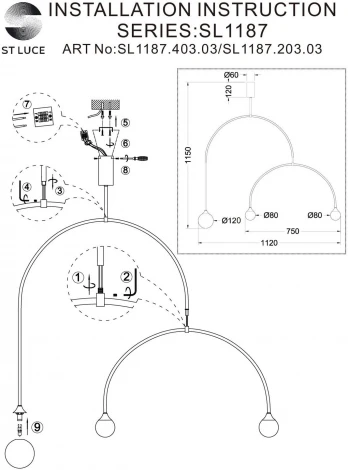 Подвесной светильник ST Luce Vive SL1187.403.03 (220V, шарики)
