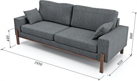 Диван Arsko прямой Хангель рогожка графитовая