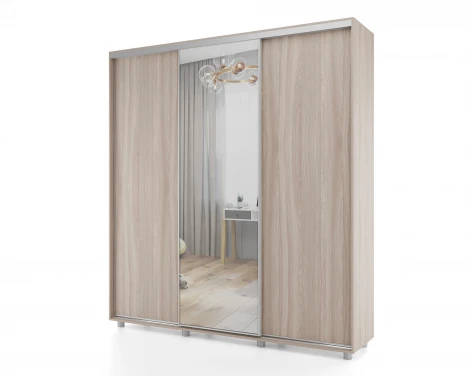 Шкаф-купе, 177х60х230 Шимо светлый с зеркалом МАМА Prime 102098