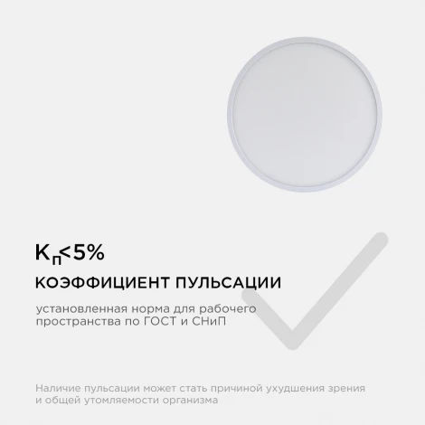 Потолочный светильник светодиодный круглый 220В 24Вт 1920лм изолированный драйвер 6500K Apeyron 06-65