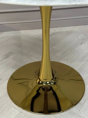 Стол обеденный IST-CASA круглый Остин BS212-100LG, 100х76 см, светло-серый мрамор/золото