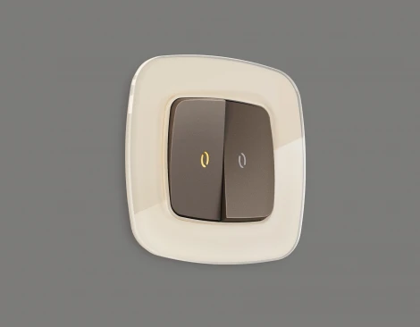 Лицевая панель Ambrella Volt OMEGA (Темная бронза матовый) для 2-клавишных выключателей с подсветкой QUANT OP6340