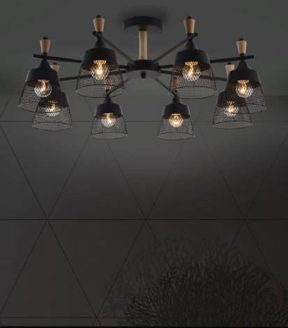 Потолочная люстра на штанге Seven Fires Olban SF3389/8C-BK-WD