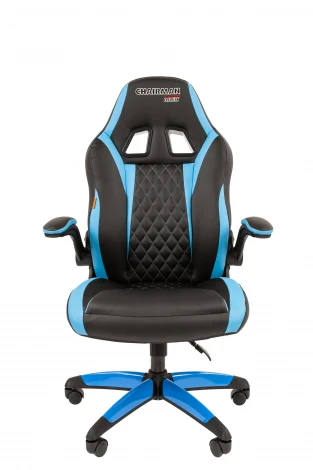 Кресло Chairman game 15 Россия экокожа черный/голубой 7213480
