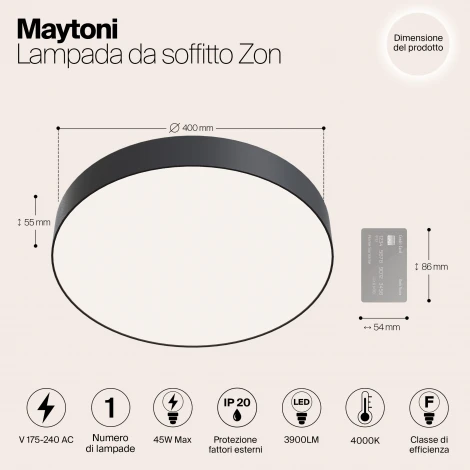 Потолочный светильник Zon 4000K 1x45Вт 120° LED Maytoni Technical C032CL-L48B4K