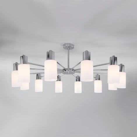 Потолочная люстра Wi-Fi на штанге Eurosvet Vegga 70160/12 хром (220V, управление смартфоном, голосовое управление, умный дом - Minimir Home, Алиса, Маруся, Салют)