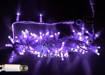 Гирлянда светодиодная фиолетовая постоянного свечения 24B, 100 LED, провод прозрачный, IP65 RL-S10C-24V-CT/V Rich LED