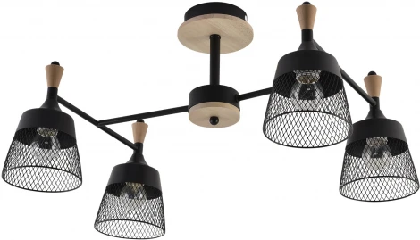 Потолочная люстра на штанге Reluce 01492-0.3-04 BK+WOOD (220V)