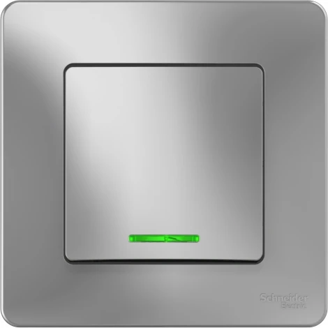 Выключатель встраиваемый одноклавишный с подсветкой (алюминий) Systeme Electric Blanca BLNVS010113