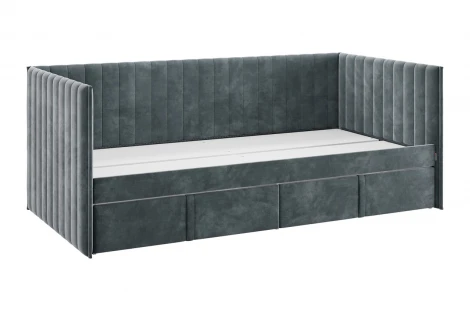 Кровать с ящиками Твикс (Софа) 90х200 см Mebelson (ДСП,Велюр/Графит) арт.171562,2171