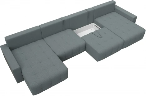 Диван п-образный с полками Лига-053 НПБ Лонг Лига Диванов (Рогожка) арт.128978