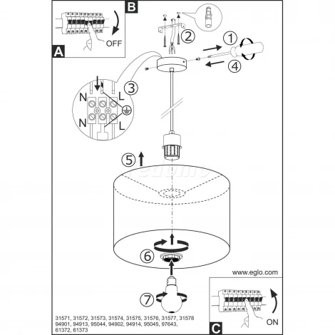 Подвесной светильник Eglo Viserbella 97643 (220V, на проводе, круглые)