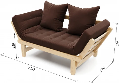 Кушетка Arsko Сламбер сосна коричневый велюр