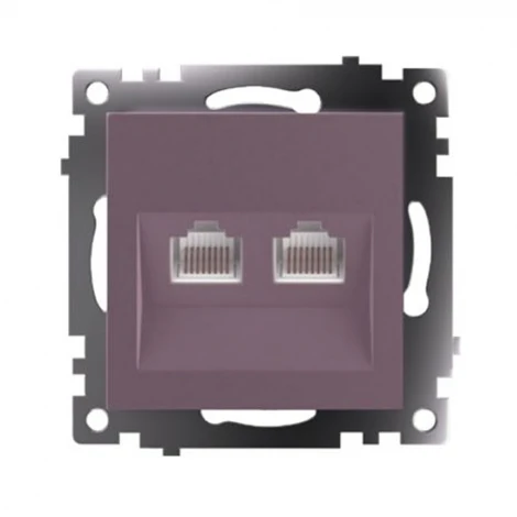 Розетка Ethernet RJ-45 двойная (шоколад) Stekker Катрин 50006