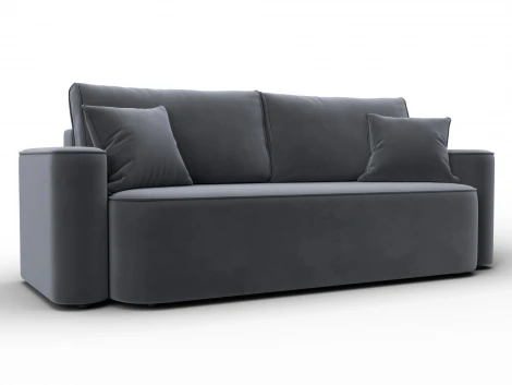 Диван прямой Лига-118 НПБ (ДСП,ЛДСП,Брус,Фанера,Велюр/Серый) Лига Диванов 137075