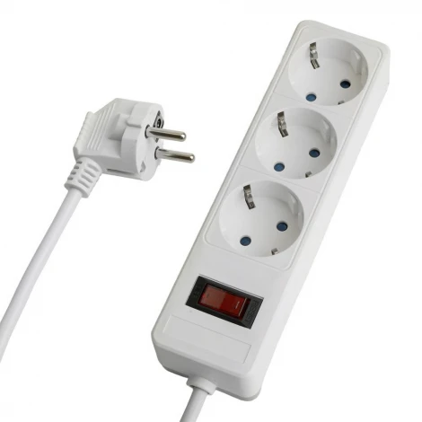 Сетевой фильтр 3-х местный с заземлением 3 метра (белый) Stekker Optima 50087