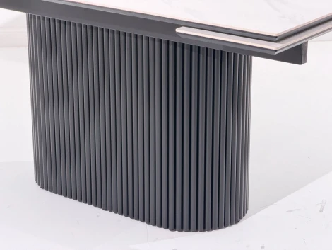 Стол АРИЯ 160 цвет Белый мрамор MATTE, керамика / Черный каркас M-City 64728