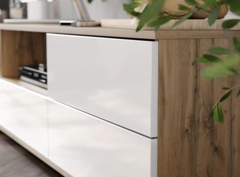 ТВ-тумба Маллоу (Маллоу дуб вотан / белый глянец) Woodville арт.563533