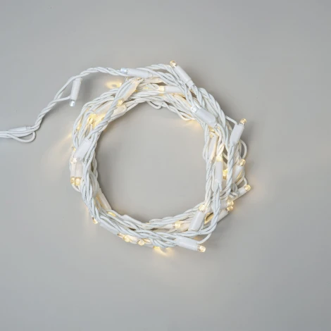 Гирлянда Нить Тверская 5м тепло-белая с Контроллером 24В, 54 LED, провод белый каучук, IP65 Laitcom FL50-8-1WW+