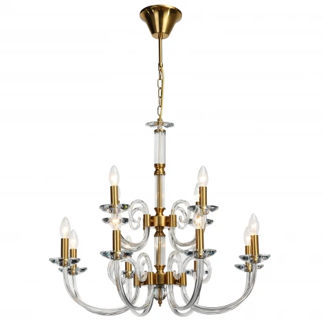 Подвесная люстра ярусная Stilfort Glass 1050/03/12P (220V, хрусталь, на цепи, свеча)