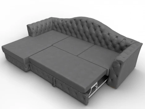 Диван угловой Артис левый угол (Брус,Рейка,Замша/Серый) Лига Диванов 128041L