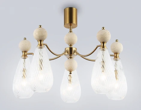 Потолочная люстра на штанге с травертином Ambrella Ceramo Modern LH53286