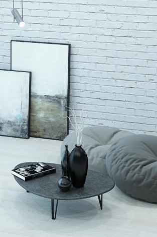 Стол журнальный Дадли серый бетон/чёрный Mebelik арт.002579