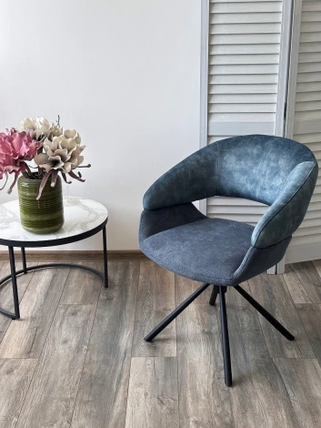 Стул EMBER 360 град. поворот. 7525-56 Синий, велюр/ ENJOY-315 Синий, ткань/ Черный, ®DISAUR