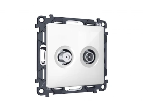 Комплект механизма ТВ-розетки+SAT встраиваемый (белый глянец) Ambrella Volt QUANT MA113310