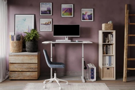 Компьютерный стол Маркос с механизмом подъема 140 (Маркос с механизмом подъема 140х80х75 белый / шагрень белая) Notta арт.578485