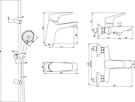 Душевой комплект Damixa Origin Bit 409007700