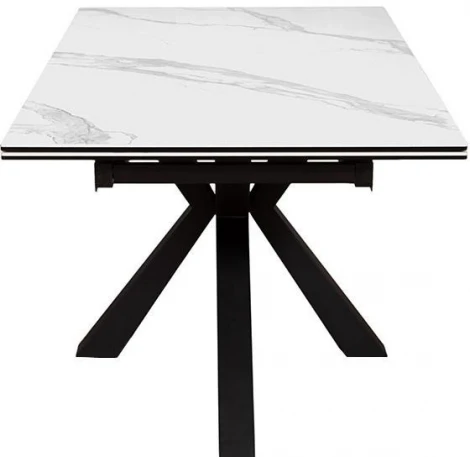 Стол DikLine SFE160 Керамика Белый мрамор/подстолье черное/опоры черные (2 уп.) 00-00069621