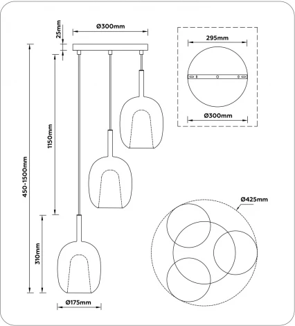 Подвесной светильник Ambrella High Light LH11153 (220V, на проводе, круглые)