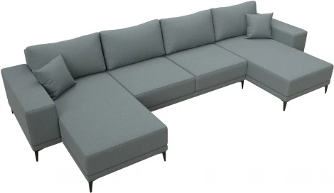 Диван П-образный Льюес (Серый/Рогожка) Лига Диванов арт.123926