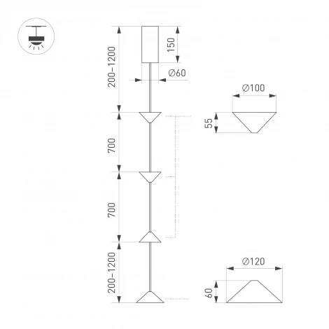 Подвесной светильник светодиодный SP-CALICE-SURFACE-R120-12W Warm2700 (BK, 110 deg, 230V) (Arlight, IP20 Металл) 057772