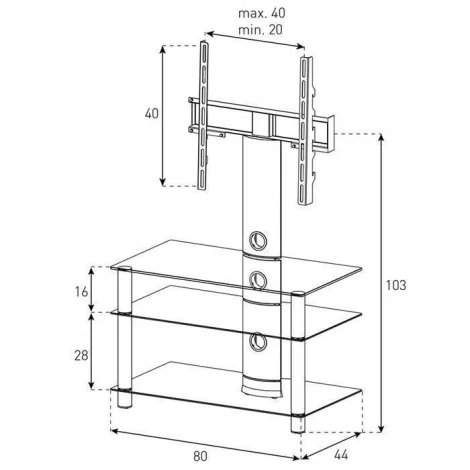 Тумба под телевизор Sonorous NEO 803 B HBLK
