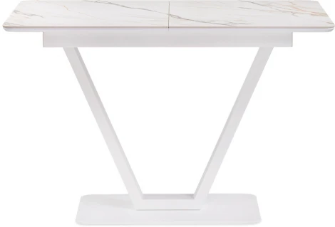 Стол на тумбе Woodville Бугун 120х80х77 белый мрамор с прожилками / белый 532390
