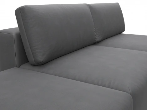 Диван угловой модульный с пуфом Лига-060 НПБ угол универсальный (ЛДСП,Брус,Фанера/Пластик/Замша/Серый) Лига Диванов 129691