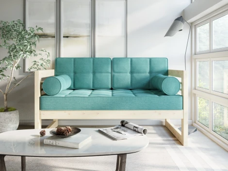 Диван Arsko прямой Сега М сосна рогожка бирюзовая