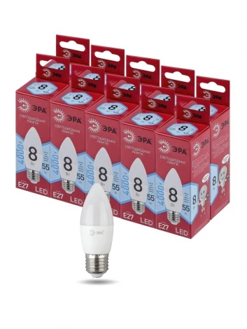 Лампочка светодиодная E27 8W ЭРА LED B35-8W-840-E27 R