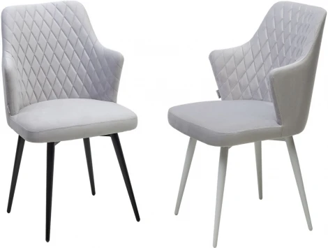 Стул M-City HERMAN СВЕТЛО-СЕРЫЙ BM-4, велюр / черный каркас