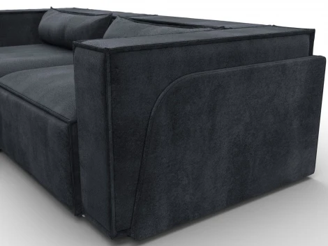 Диван угловой Лига-061 угол левый (ДСП,Брус,Фанера,Велюр/Темно-серый) Лига Диванов 131153L