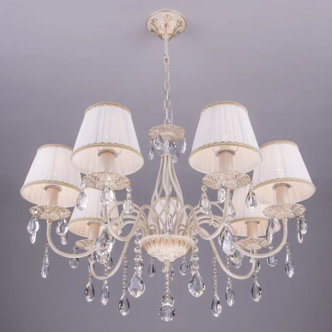 Подвесная люстра Eurosvet 3637 3637/7 белый с золотом / прозрачный хрусталь (220V, хрусталь Strotskis, на цепи)