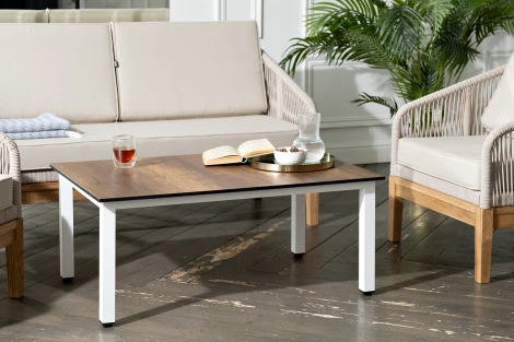 Лаунж-зона 4-ая из роупа со столиком Канны цвета дуб, основание дуб, роуп бежевый 4SIS Канны KANS2C2TJ-4-SET biege