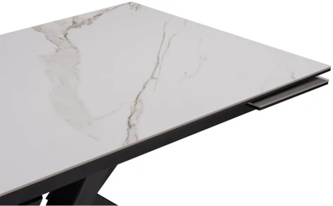 Керамический стол Woodville Бронхольм 140(200)х80х77 белый мрамор / черный 532396