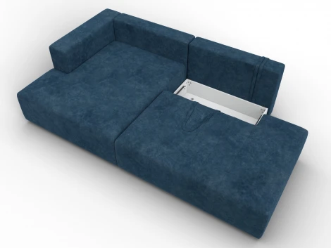 Диван угловой Лига-103 НПБ угол левый (ДСП,Брус,Фанера,Велюр/Синий) Лига Диванов 134826L