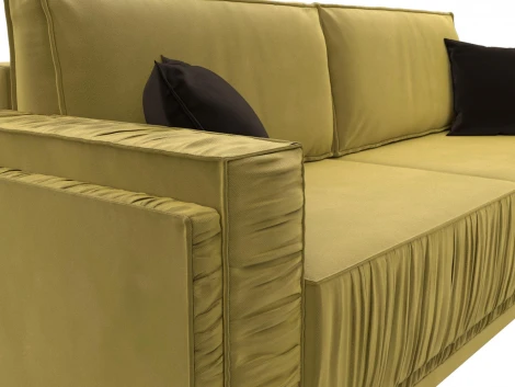 Диван прямой Лига-044 (Желтый,Коричневый/Микровельвет) Лига Диванов арт.122258