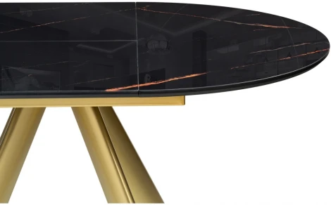 Стеклянный стол Woodville Галвестон 100х76 обсидиан / черный / золото 532392
