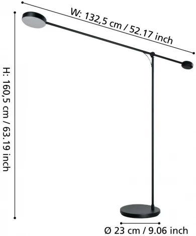 Торшер светодиодный с диммером и сенсорным выключателем Eglo CLAVELLINA 900354