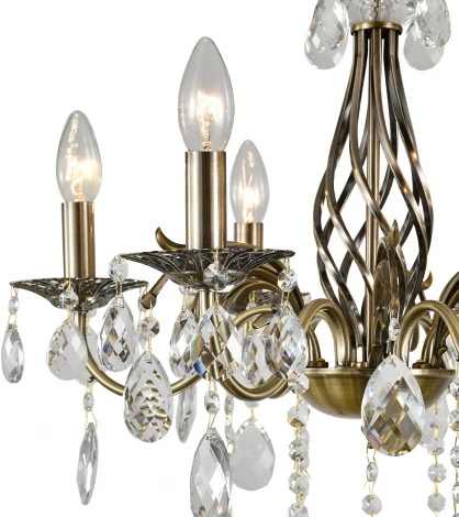 Подвесная люстра Escada Okere 2107/6P 6x40Вт E14, металл/хрусталь, античная бронза/прозрачный (220V, подвески, на цепи, подсвечник, свеча)